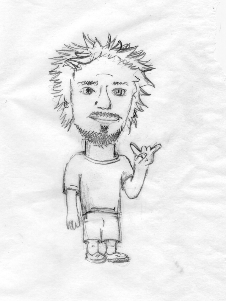 Caricature of Gareth Townsend, drawn by Nick Russo (http://dadsoldaxe.com/)